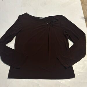 Crew Knit Wear Brown Y2K Long Sleeve Casual Fall Party Shirt Chic Plain Large